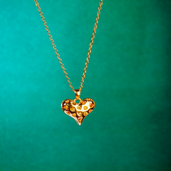 Golden Double Side Heart Locket Pendant with Chain | Imitation Jewelry for Women or Girls