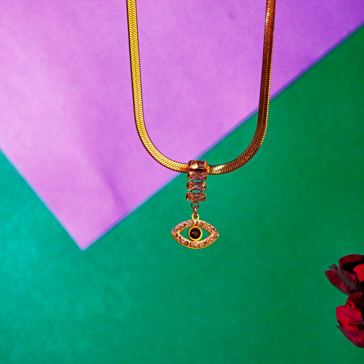 Golden Eye Pendant Necklace | Mystical & Imitation Jewelry for Women or Girls