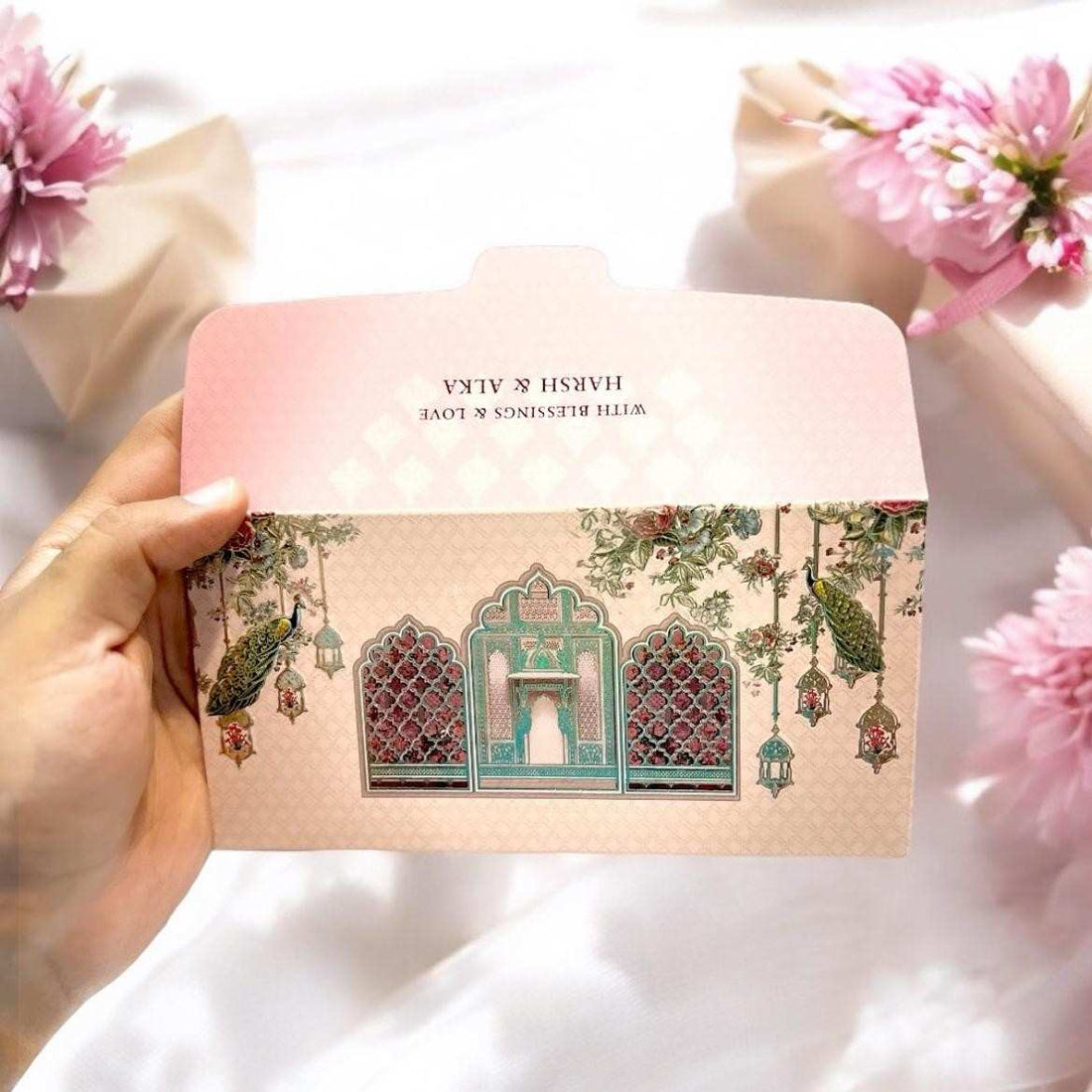 Wedding Special Peacock Theme Envelopes | Matte Finish | Pack of 20, 50, 100