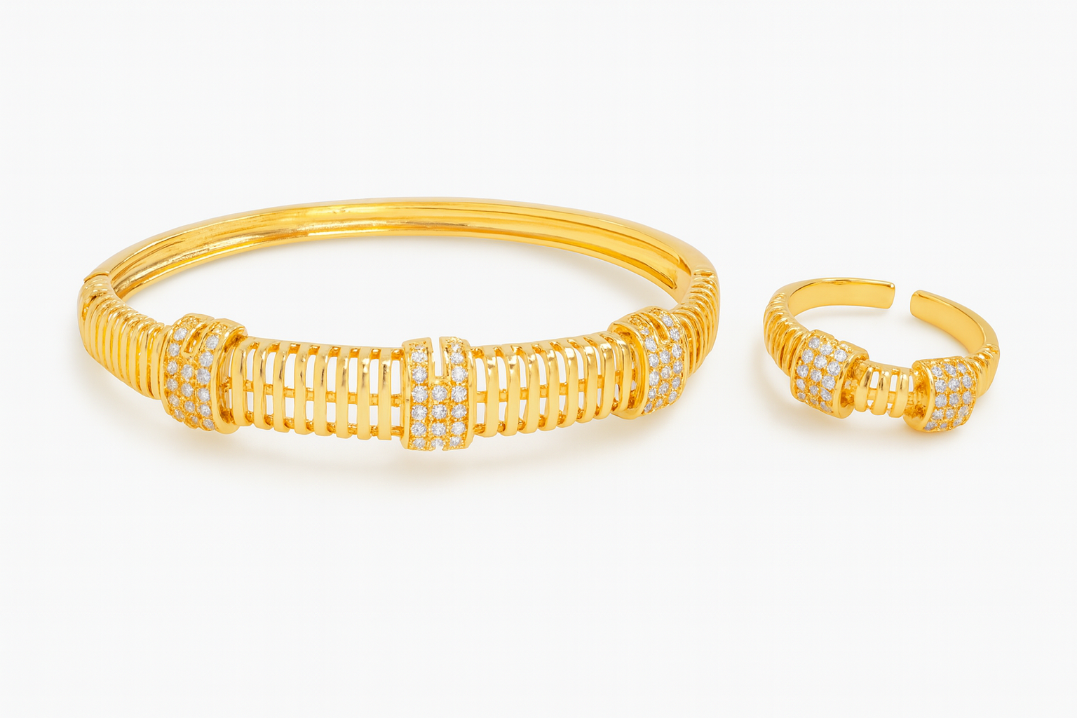 Premium Gold Plated Bracelet & Ring Set – Girlish Daily Wear Ornaments