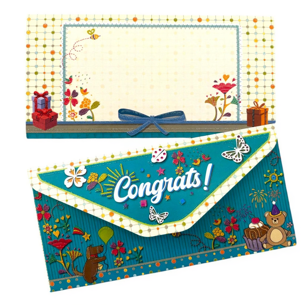 Kids SPECIAL THEME Kids 3-Fold Blue Shagun & Money Envelopes | Baby Shower, Birthday & Congrats Gift Covers (Pack of 20–200)