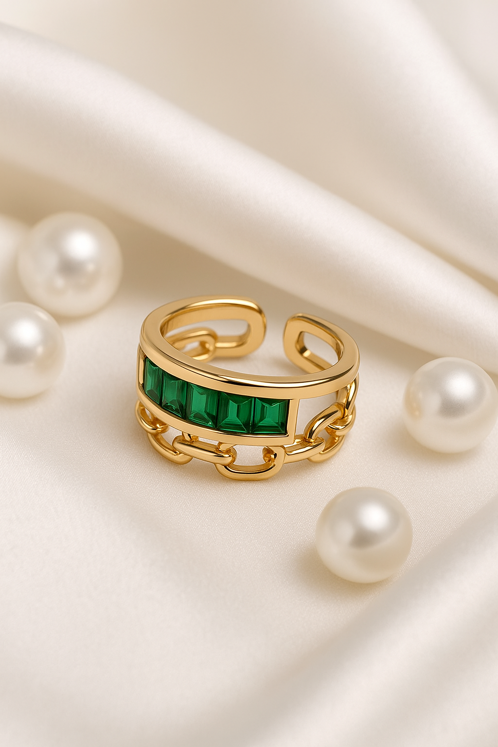 💎 Anti-Tarnish Premium Chain Link Crystal Ring