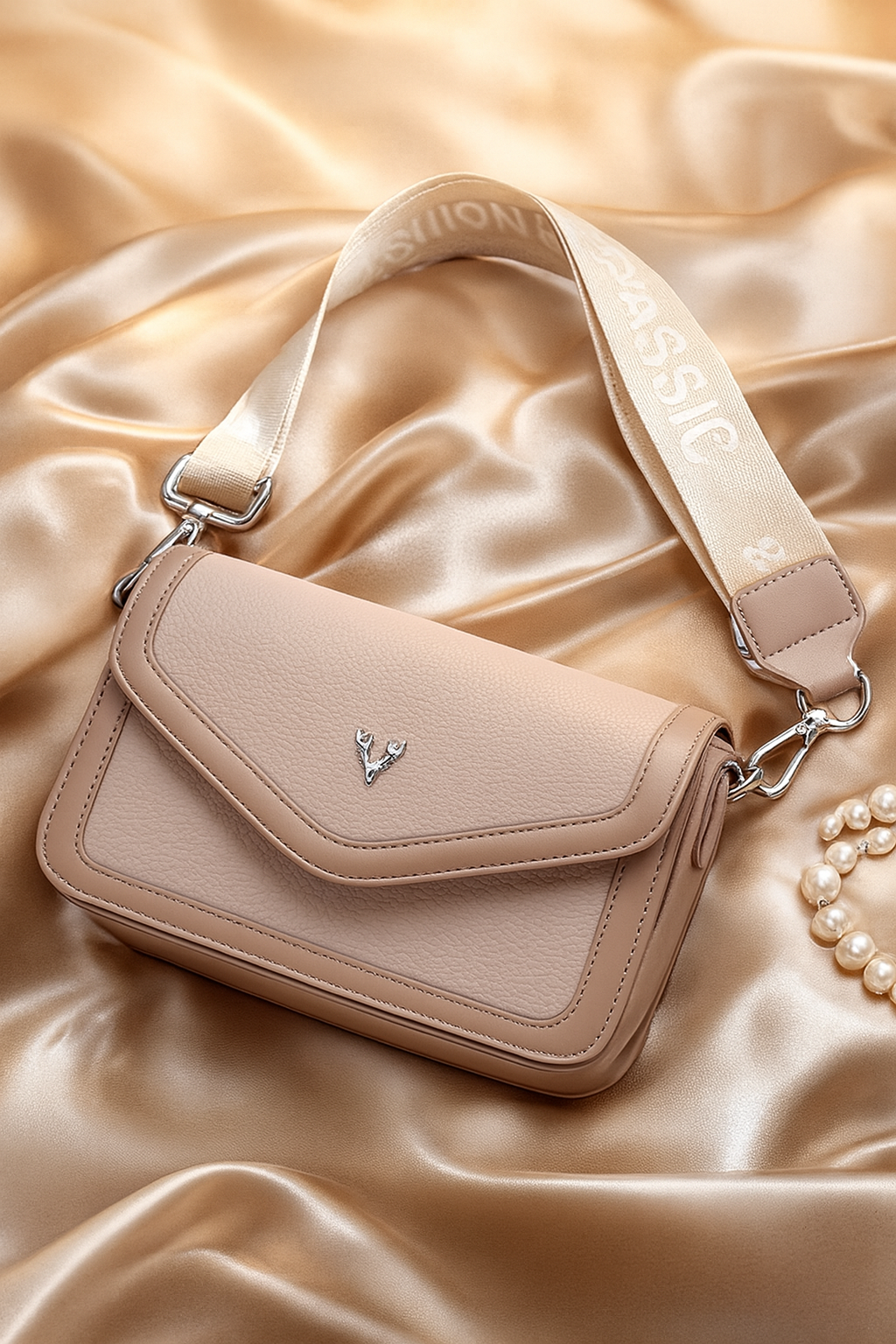 SLC LIFESTYLE Women’s Peach PU Leather Crossbody Handbag | Trendy Shoulder Sling Bag for Girls & Ladies |