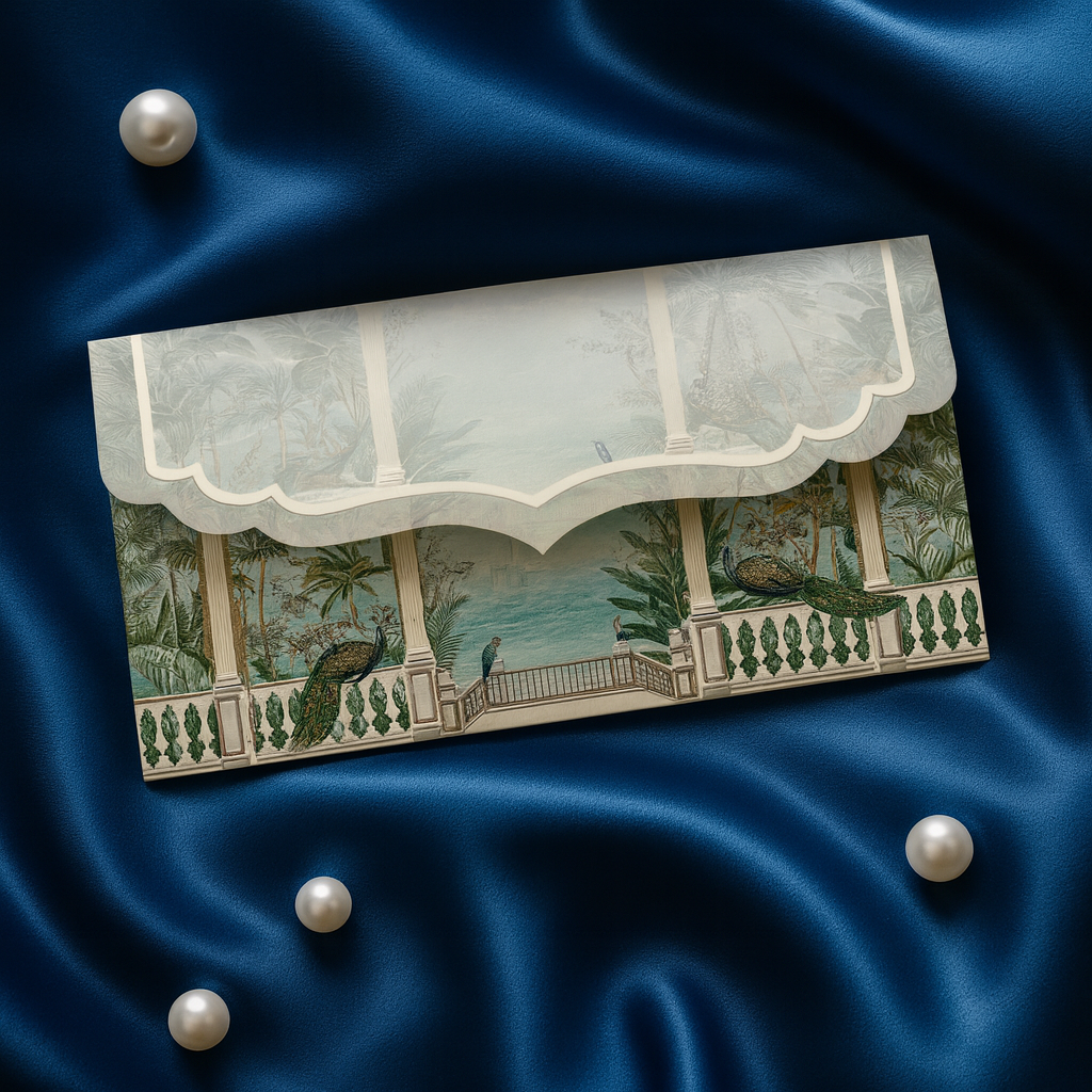 Premium Peacock Design Shagun Envelopes – Velvet Gold Foil lifafa