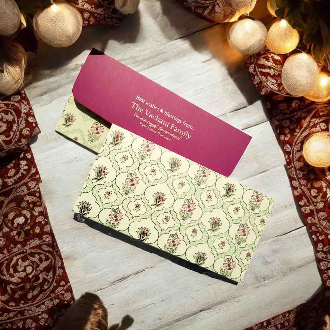 Shagun Envelope – Cream Color Engraving Wedding envelope