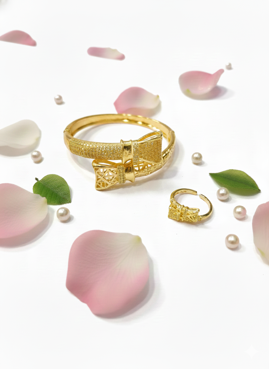 Classic Bow Design Bracelet - Ring Combo Gifting