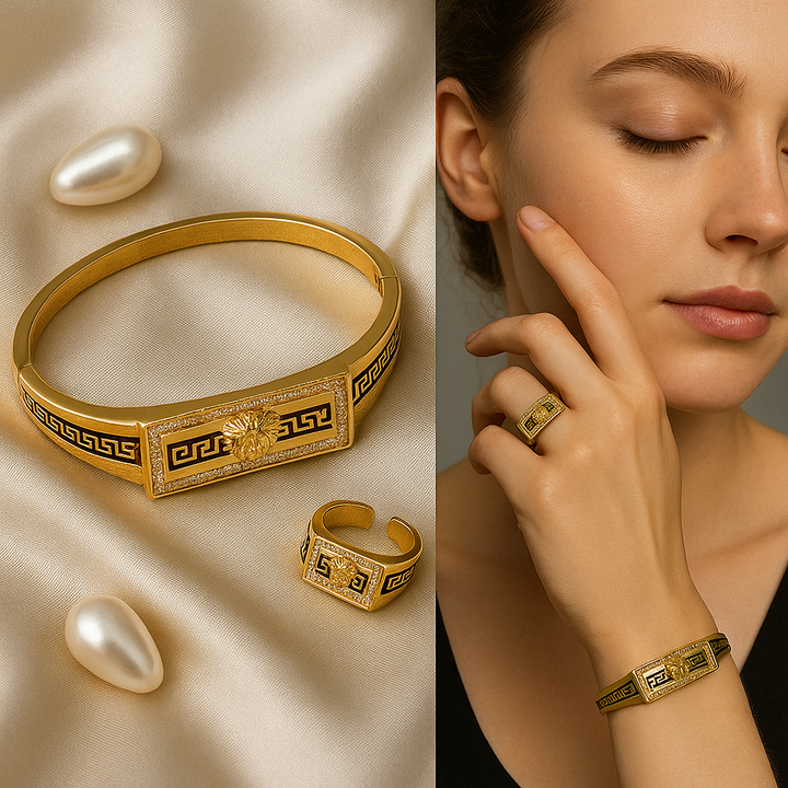 Gifting elite Anti-Tarnish Lion Bracelet & Ring Combo