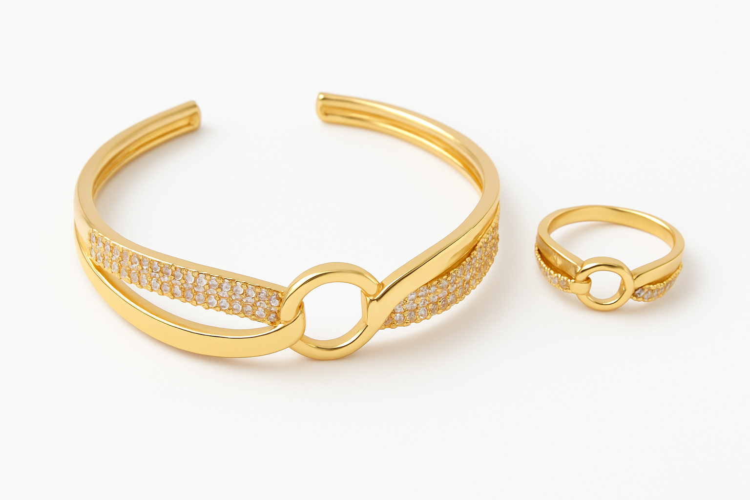 Premium Gold Plated Bracelet & Ring Set |Perfect gift | Daily & Party Wear Jewellery