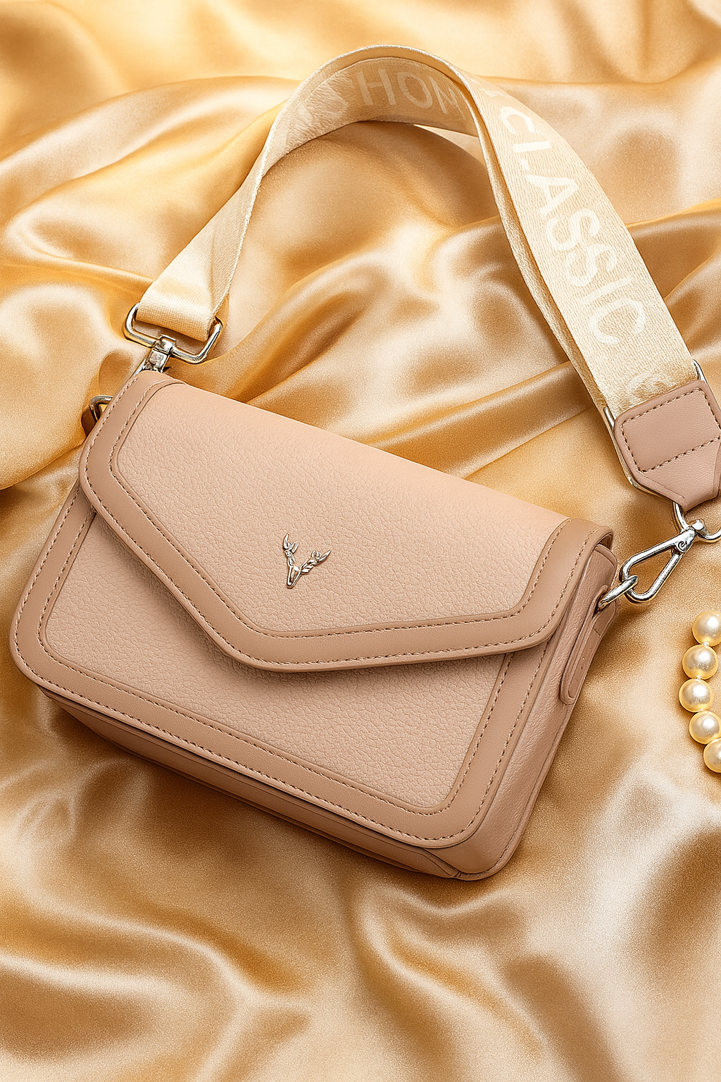 SLC LIFESTYLE Women’s Peach PU Leather Crossbody Handbag | Trendy Shoulder Sling Bag for Girls & Ladies |