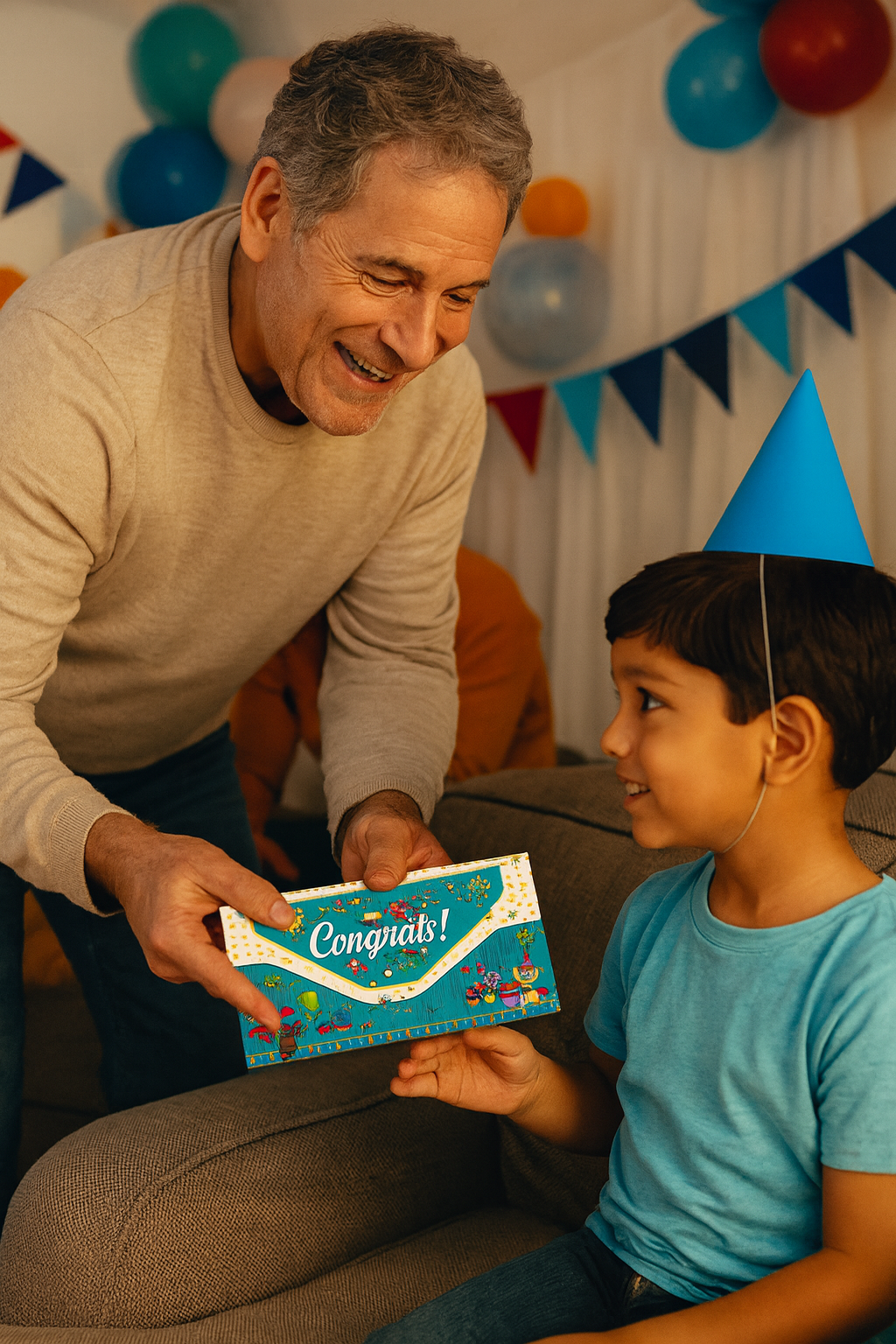 Kids SPECIAL THEME Kids 3-Fold Blue Shagun & Money Envelopes | Baby Shower, Birthday & Congrats Gift Covers (Pack of 20–200)