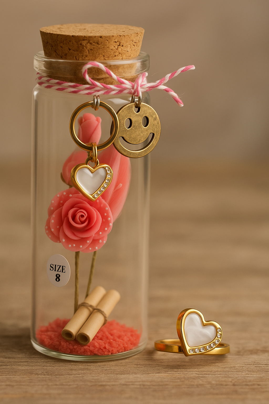 Premium Message Bottle Gift with Golden Heart Ring – Perfect for Anniversary, Birthday & Valentine.”