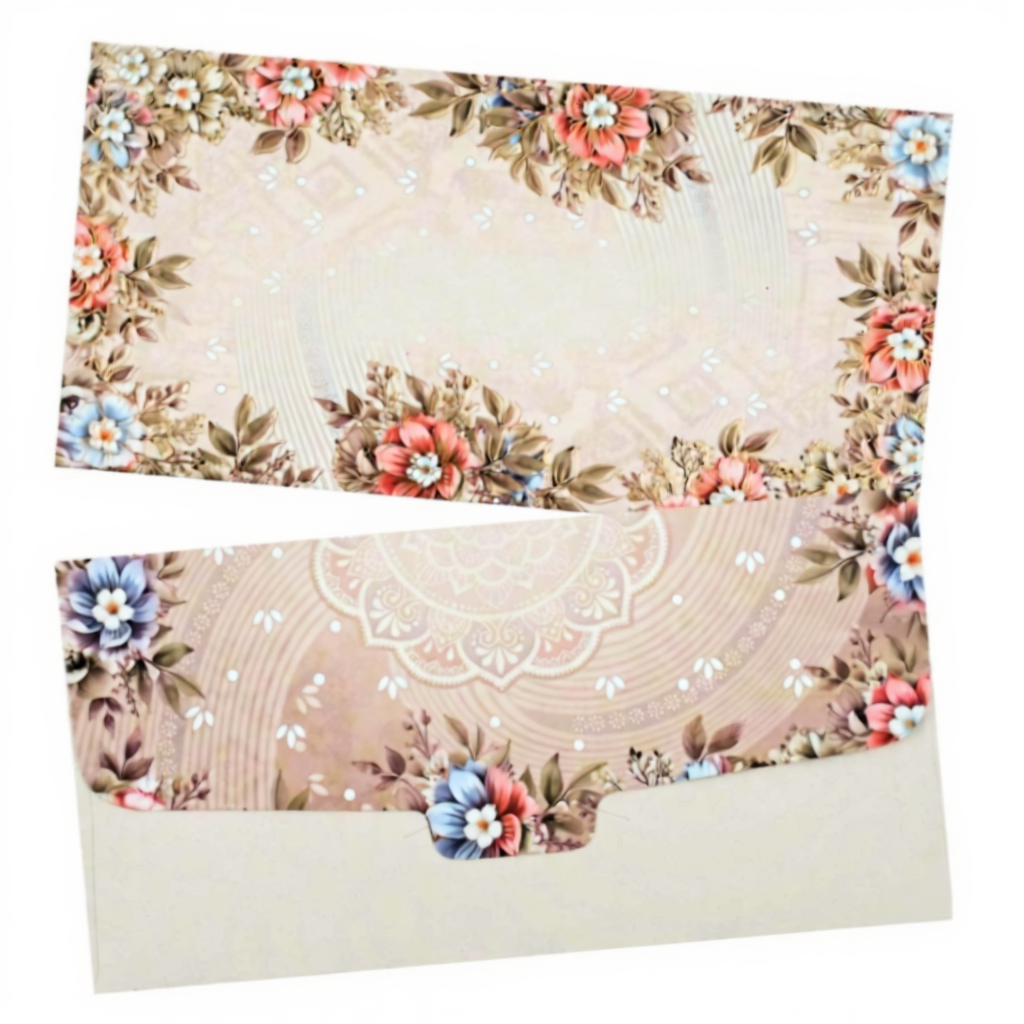 Flower Printed Shagun Envelopes |  (Pack of 20-200, Matte Finish Money Gift Covers for Weddings & Festivals)
