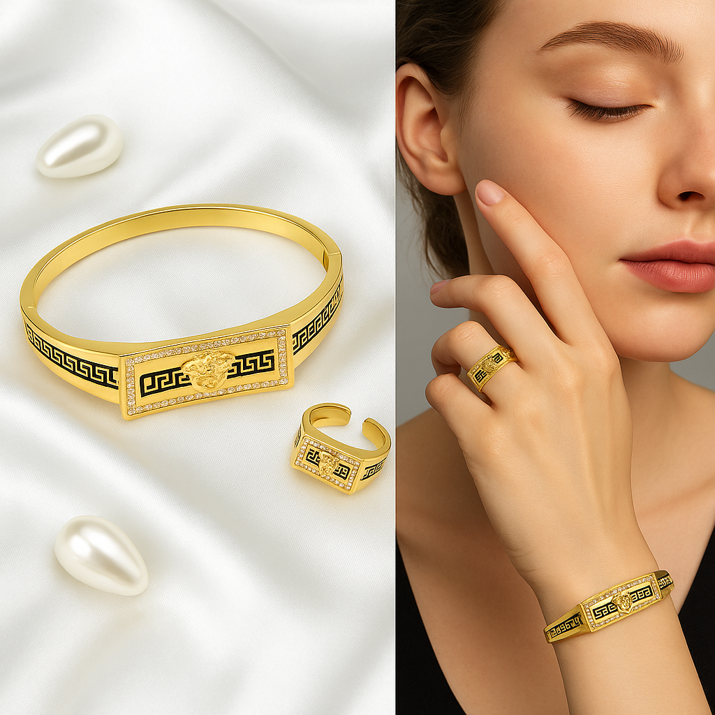 Gifting elite Anti-Tarnish Lion Bracelet & Ring Combo