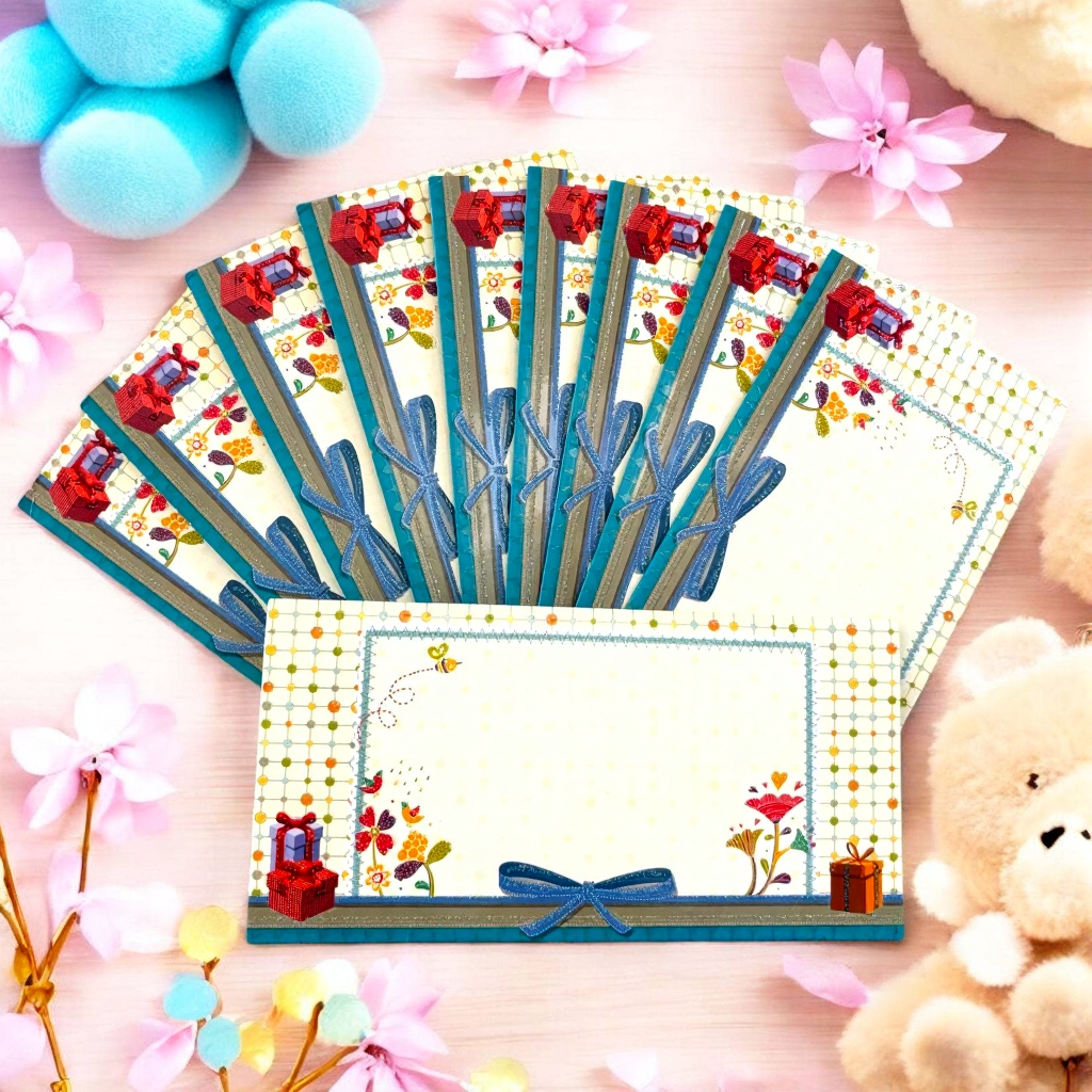 Kids SPECIAL THEME Kids 3-Fold Blue Shagun & Money Envelopes | Baby Shower, Birthday & Congrats Gift Covers (Pack of 20–200)