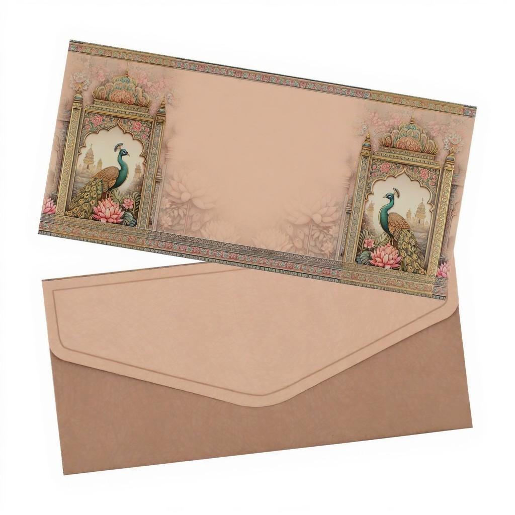 Peacock Special Edition Gold Foil Shagun Envelopes |  (Matte Finish, Pack of 20–200) SLC