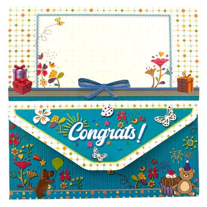 Kids SPECIAL THEME Kids 3-Fold Blue Shagun & Money Envelopes | Baby Shower, Birthday & Congrats Gift Covers (Pack of 20–200)