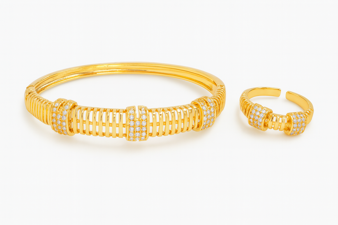 Premium Gold Plated Bracelet & Ring Set – Girlish Daily Wear Ornaments