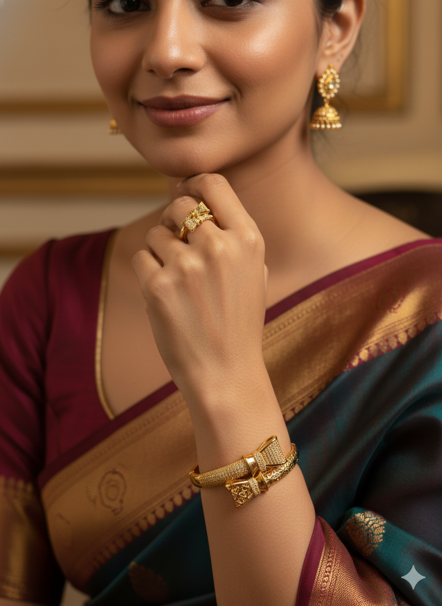 Classic Bow Design Bracelet - Ring Combo Gifting