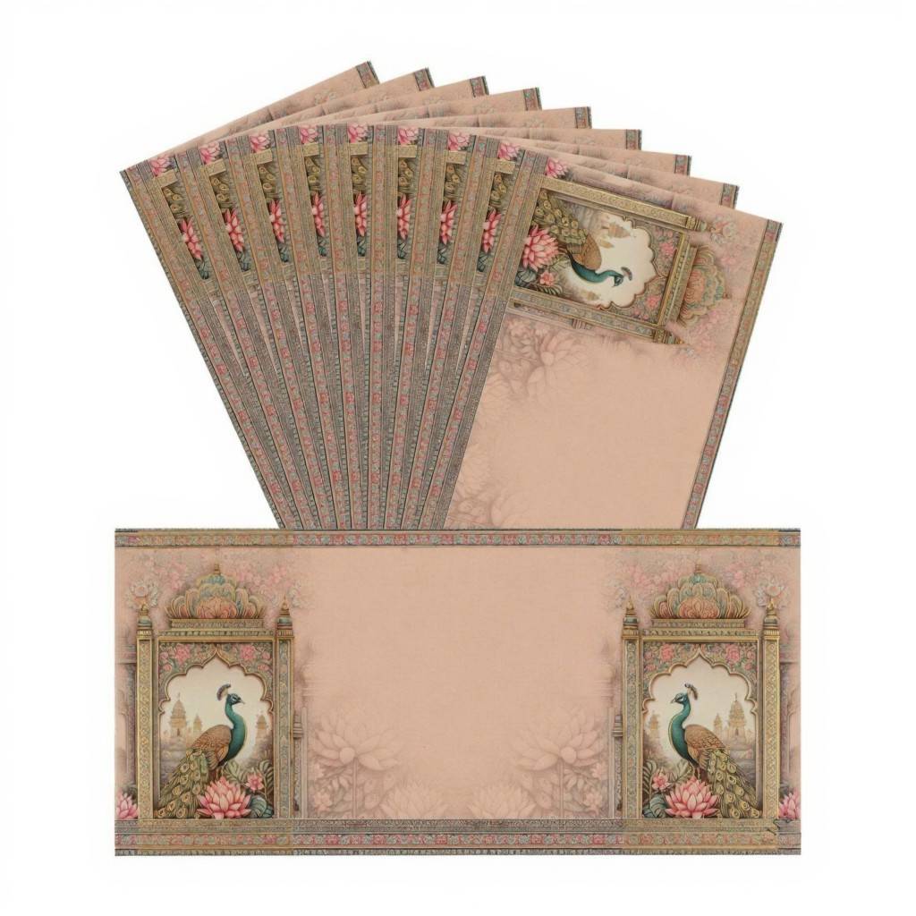 Peacock Special Edition Gold Foil Shagun Envelopes |  (Matte Finish, Pack of 20–200) SLC