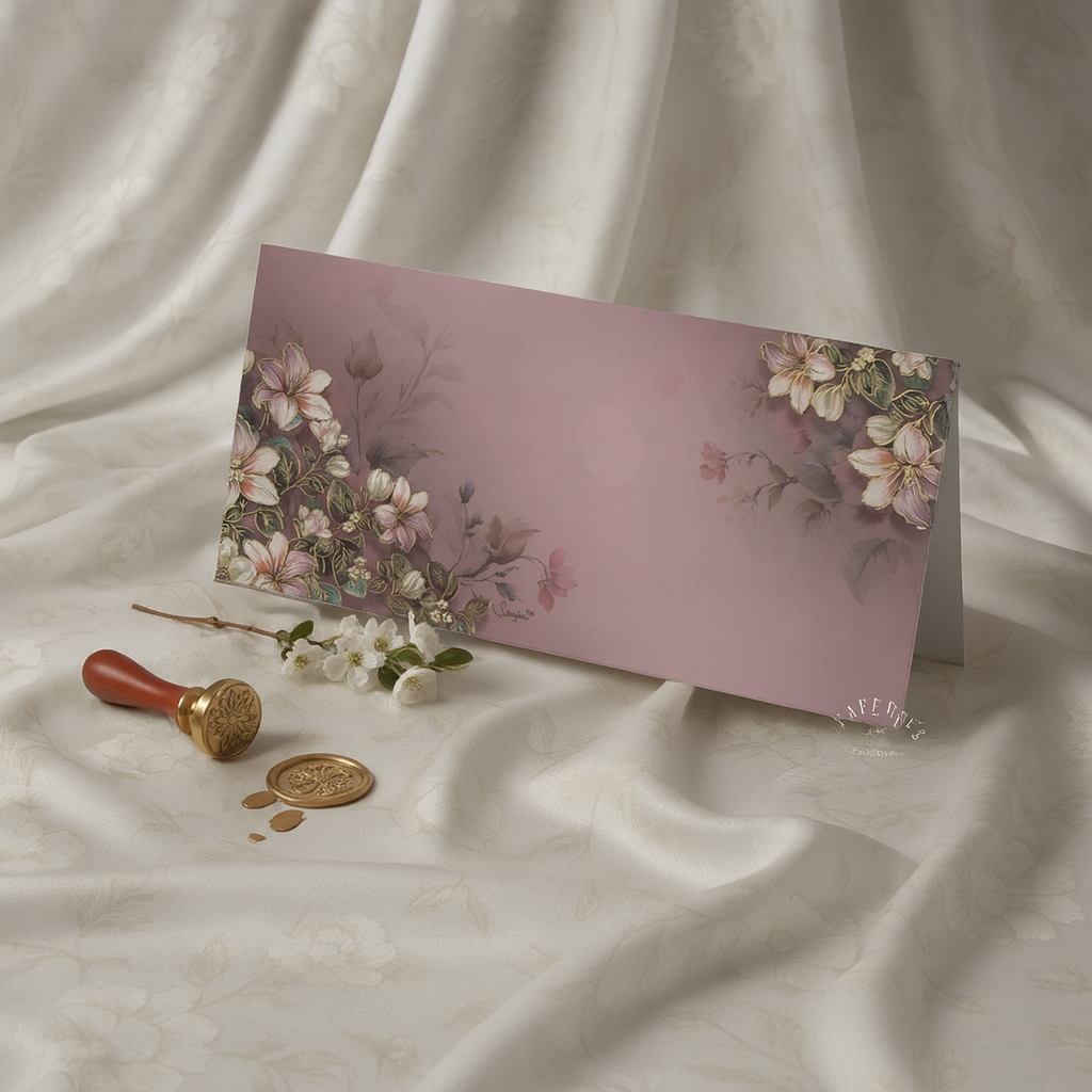 SLC LIFESTYLE Purple Floral Golden Foil Shagun Envelopes- Lifafe