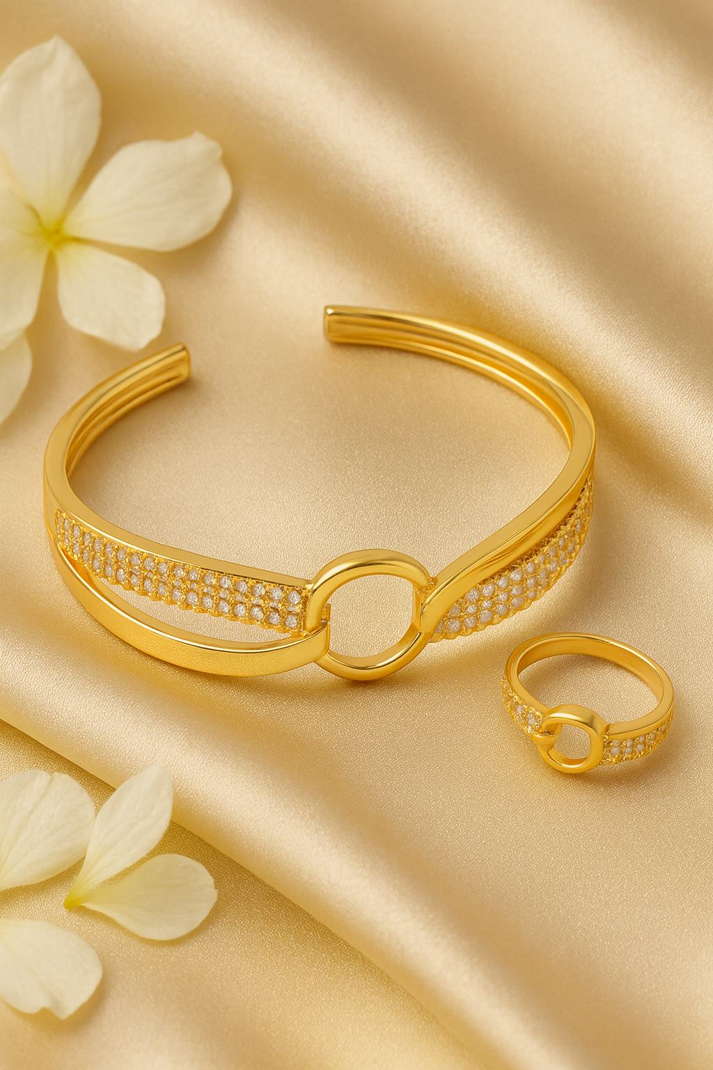 Premium Gold Plated Bracelet & Ring Set |Perfect gift | Daily & Party Wear Jewellery