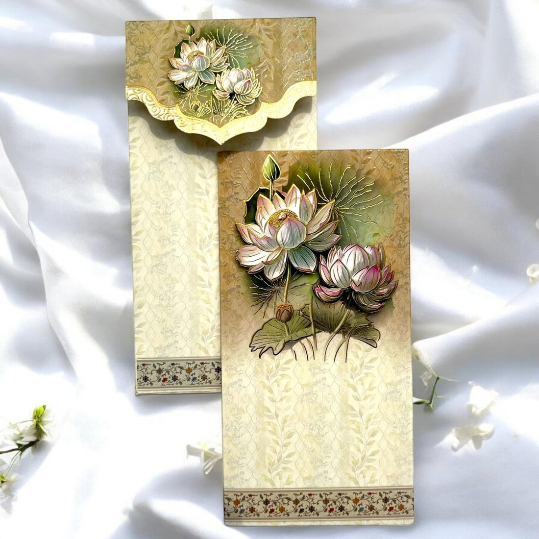 Royal Lotus Flower Velvet Shagun Envelopes – Wedding & Festive Gifting |Slc Lifafe